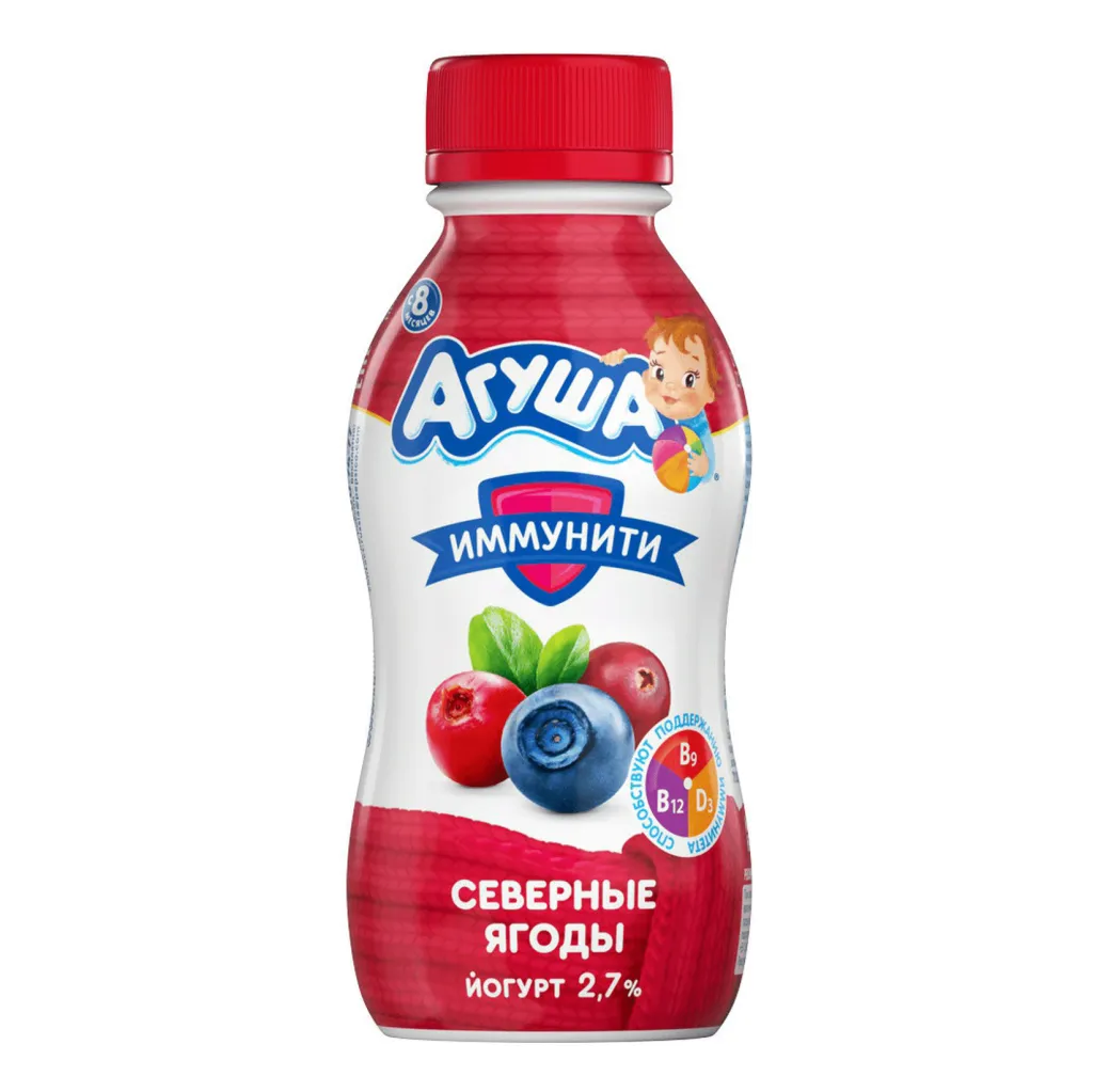 Йогурт Агуша питьев 2.7% черника-брусника-клюква бут 180г