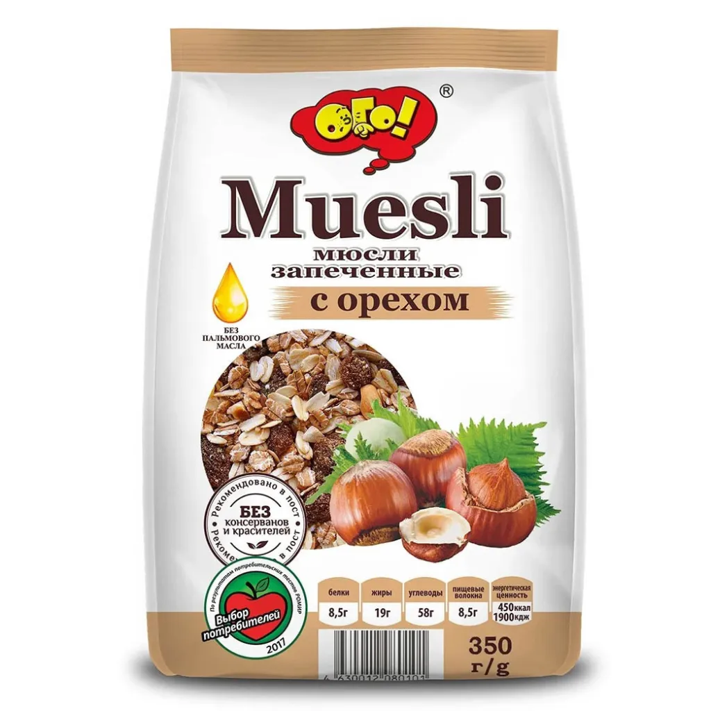 Мюсли Ого! запеченные с орехом 350г