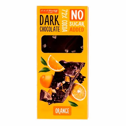 Шоколад горький A&A Demidoff 72% какао б/с с доб. апельсиновых кусочков 90г