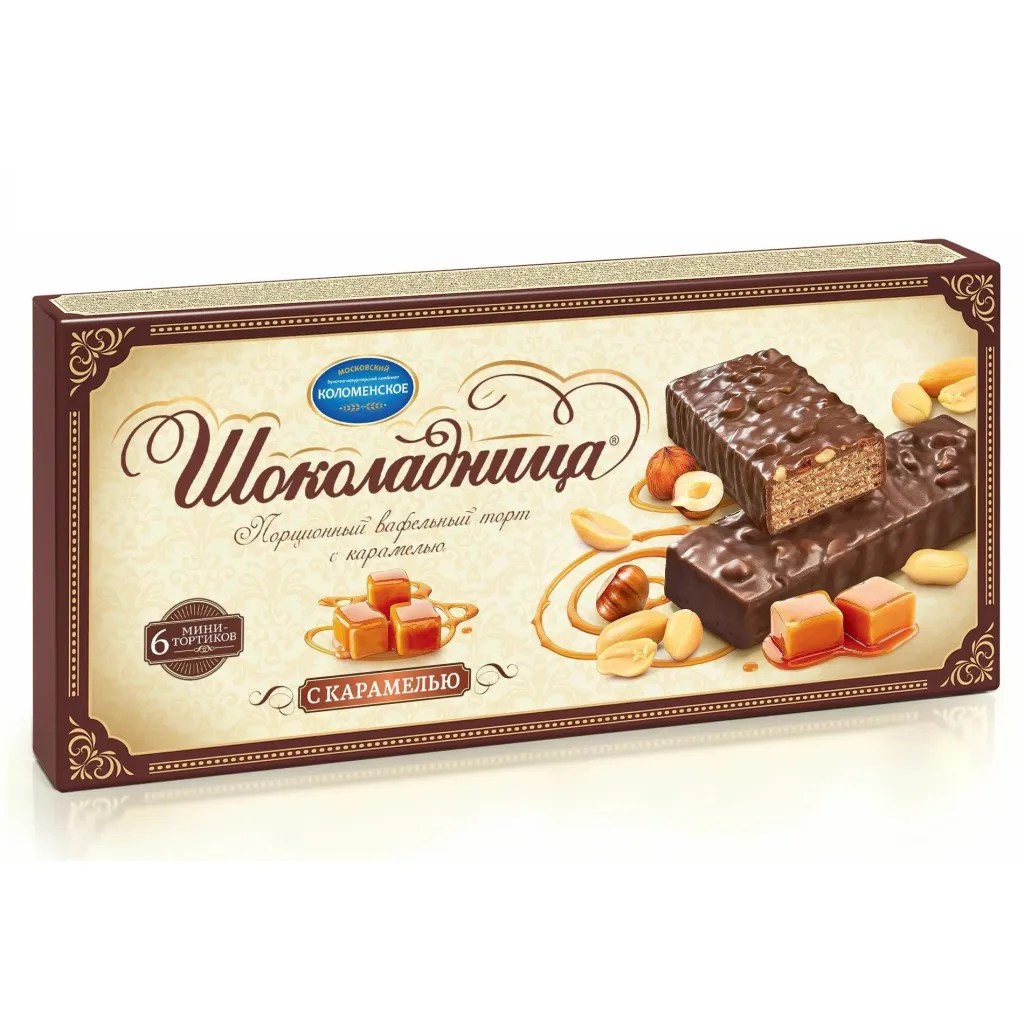 Торт вафельный Шоколадница с карамелью Коломенское 180г