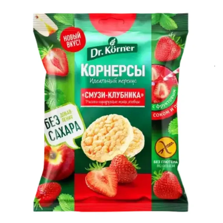 Хлебцы Мини Др Корнер хруст рисово кукурузные Смузи клубника 40г
