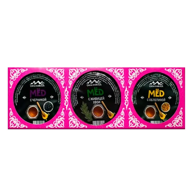 Набор Мед Сила Кавказа с дикоросами 3 вкуса х 70г