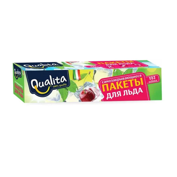 Пакеты для льда Qualita 192 куб самозакрывающие в коробке