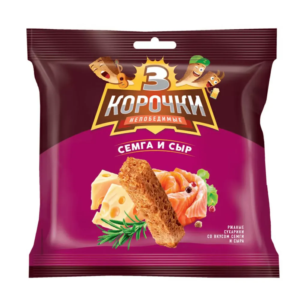 Сухарики Три Корочки ржаные сыр-семга 100г