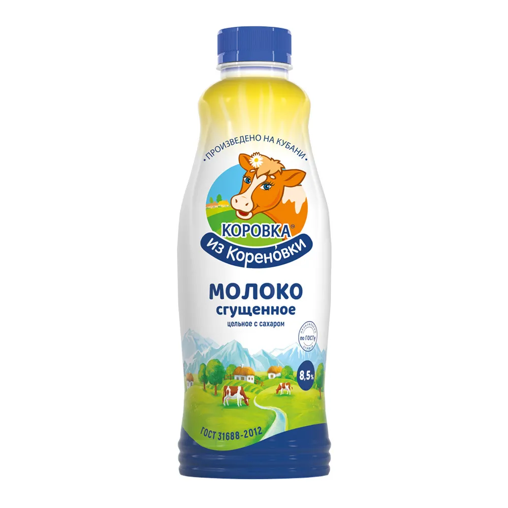 Сгущенное молоко Кореновский МК цельное 8,5% пэт 1,25л