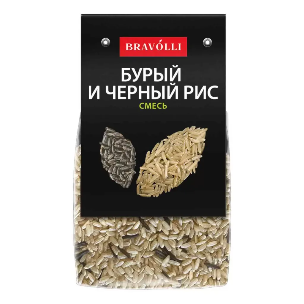 Рис  Bravolli! смесь Бурый и черный 350г