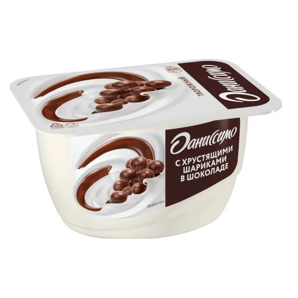 Творожок Даниссимо С хрустящими шариками натуральный 130г
