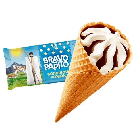 Мороженое Bravo Papito Большой рожок 10% 100г