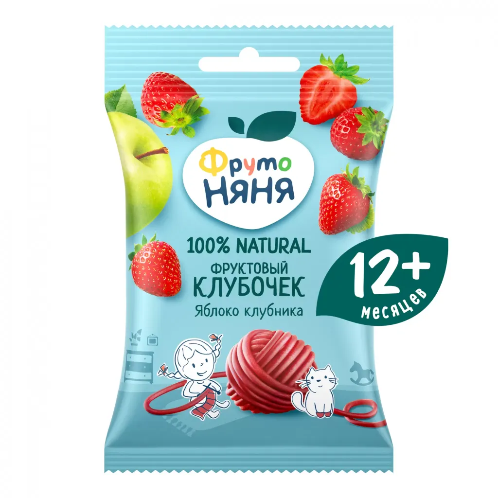 Фруктовые клубочки ФрутоНяня из яблок клубники 15г
