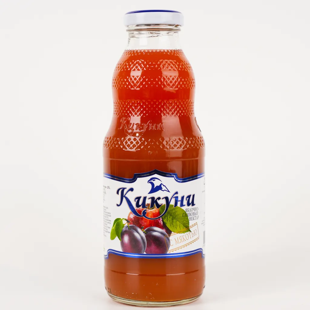 Нектар Кикуни яблочно сливовый с мякотью ст/б 0,5л