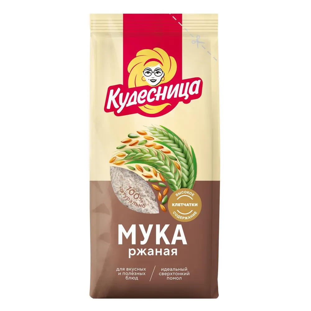 Мука Кудесница ржаная обдирная 500г