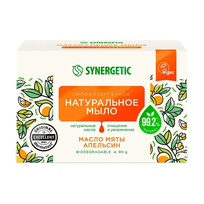 Мыло Synergetic натуральное Масло мяты и Апельсин 90г