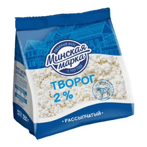 Творог Минская Марка 2% рассыпчатый пакет 350г