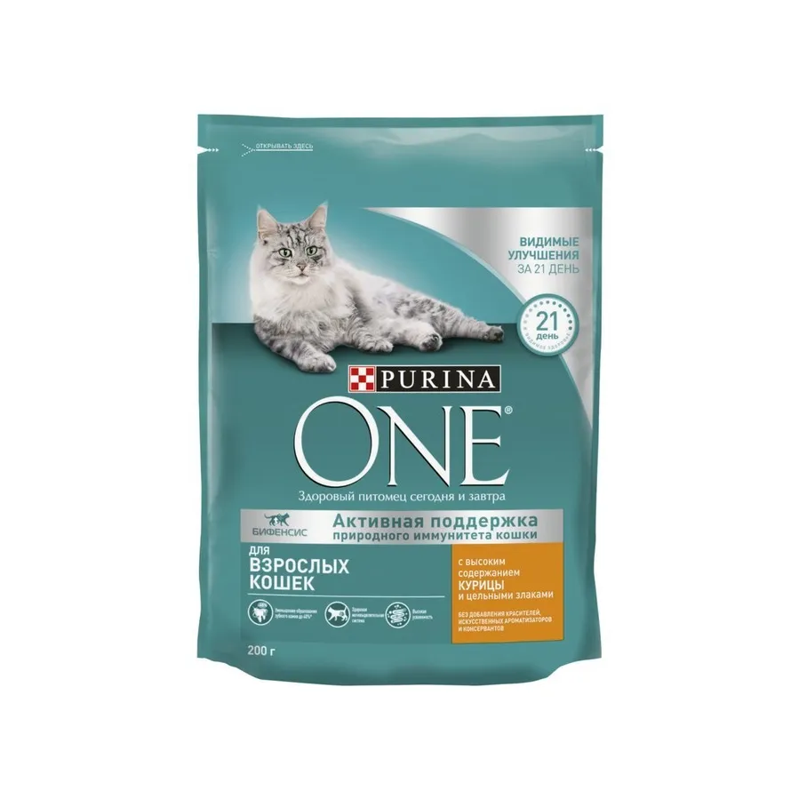 Корм сухой Purina ONE для взрослых кошек Курица цел злаки 200 г