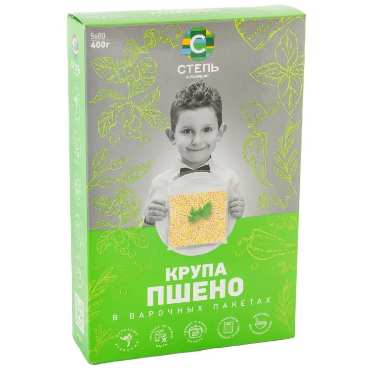 Крупа ТМ Степь пшено вар/пак 5*80г