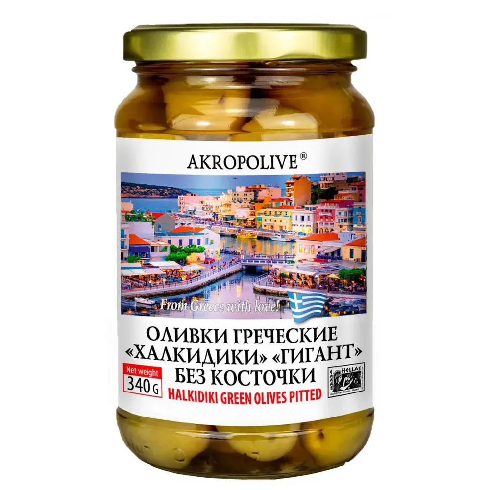 Оливки Romeos Delights Халкидики Гигант без косточки ст/б 340г