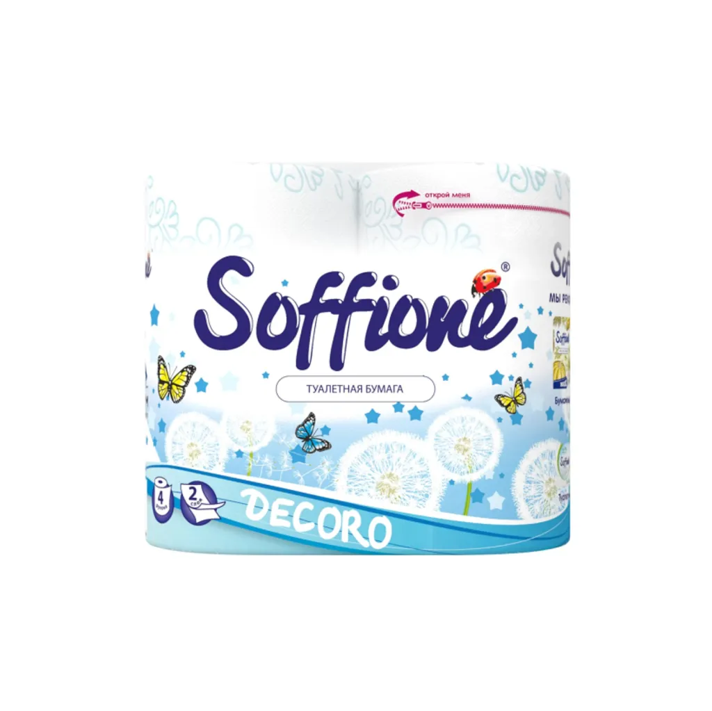 Туалетная бумага Soffione Decoro Blue 2сл.-4шт.