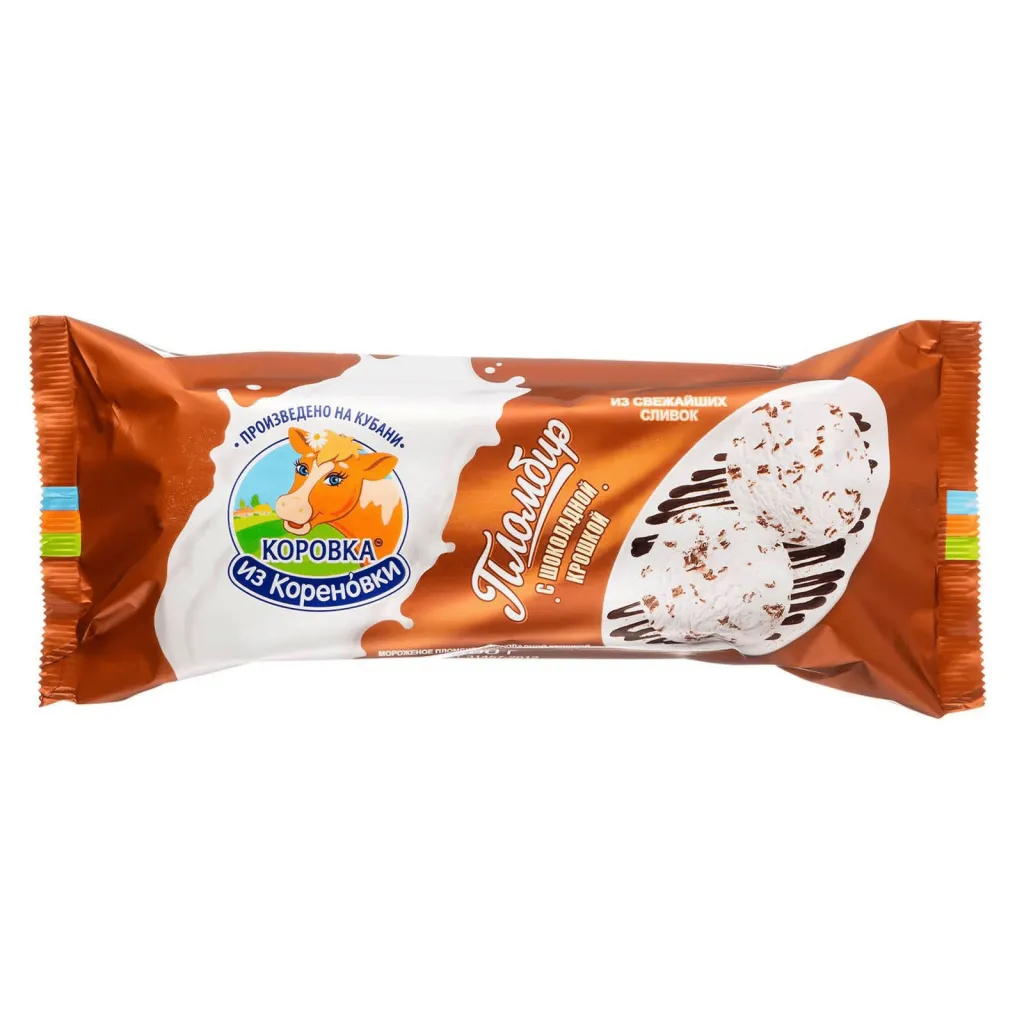Мороженое Коровка из Кореновки пломбир с шоколадной крошкой 15% 400г