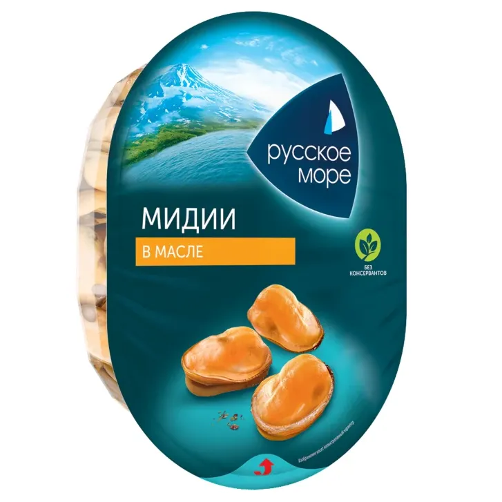 Мясо мидии чилийской Русское Море в масле 180г