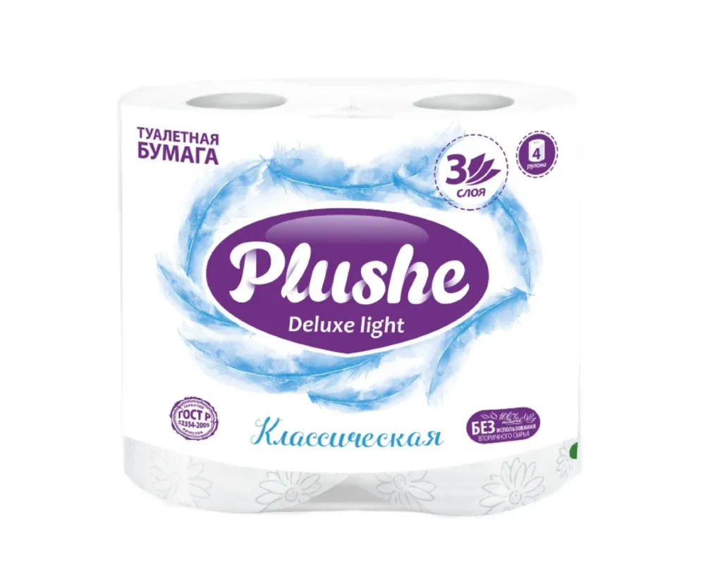 Туалетная бумага Плюше Делюкс 3сл 4шт Классическая