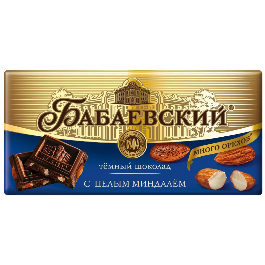 Шоколад Бабаевский темный с цельным миндалем 90г