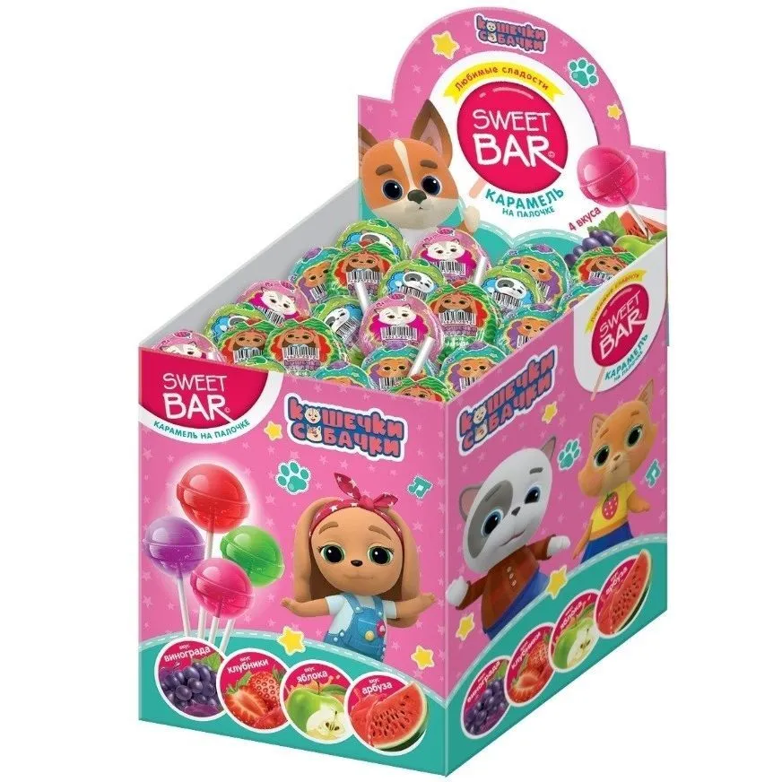 Карамель леденцовая на палочке Sweet Bar ассорти 11г