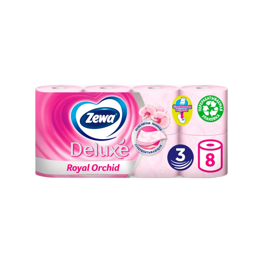 Туалетная бумага  ZEWA Deluxe с ароматом орхидеи 3сл.-8шт.