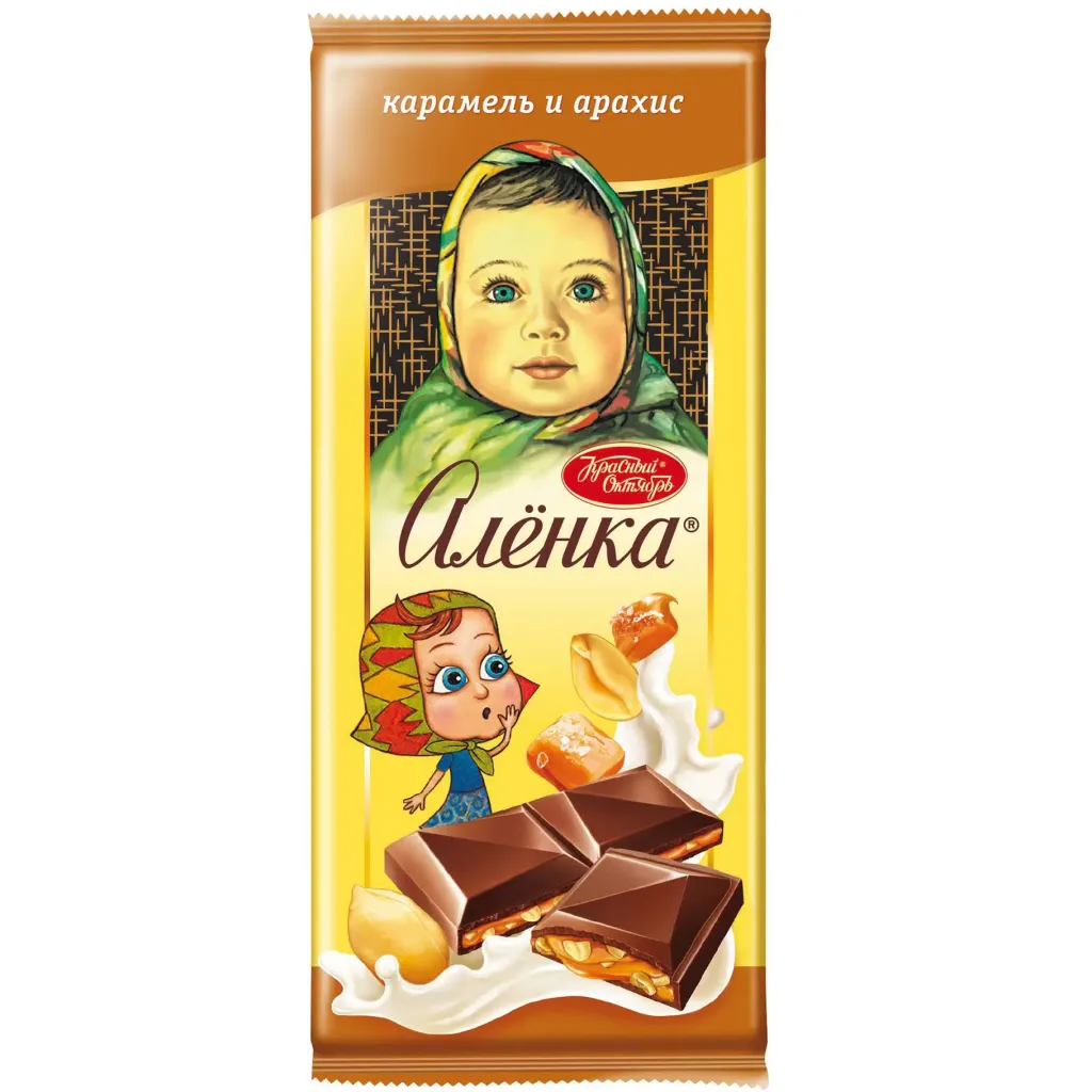 Шоколад Аленка с начинкой соленая карамель и арахис 87г