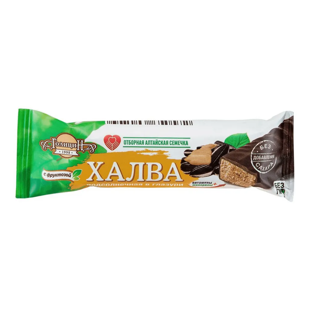 Халва подсолнечная в шоколадной глазури с фруктозой 68г