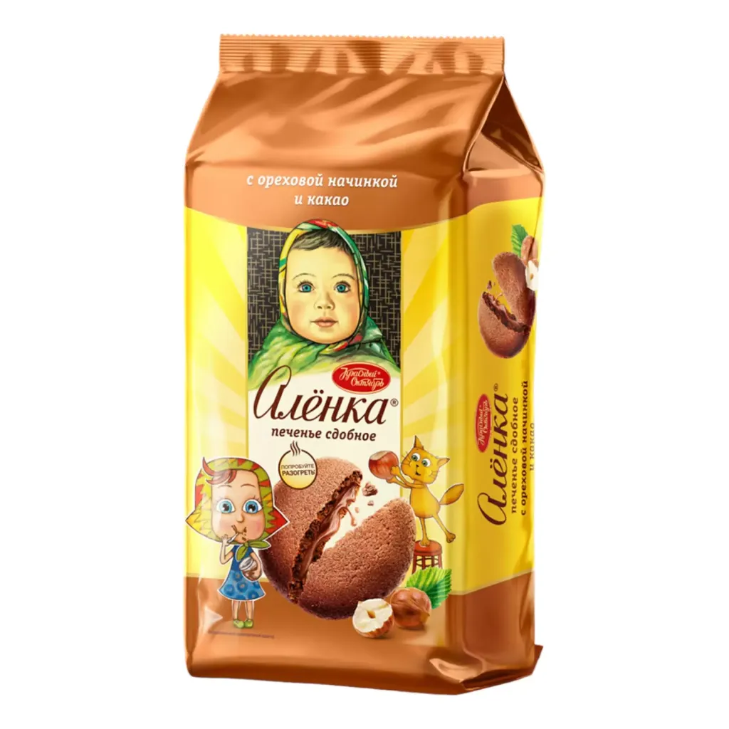Печенье Аленка с ореховой начинкой и какао 200г
