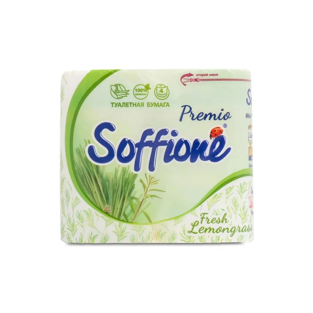 Туалетная бумага Soffione Premio Lemongrass 3сл.-4шт.