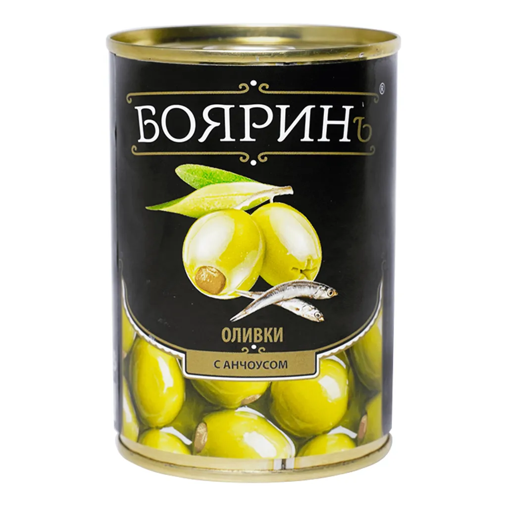 Оливки Бояринъ с анчоусом ж/б 314мл