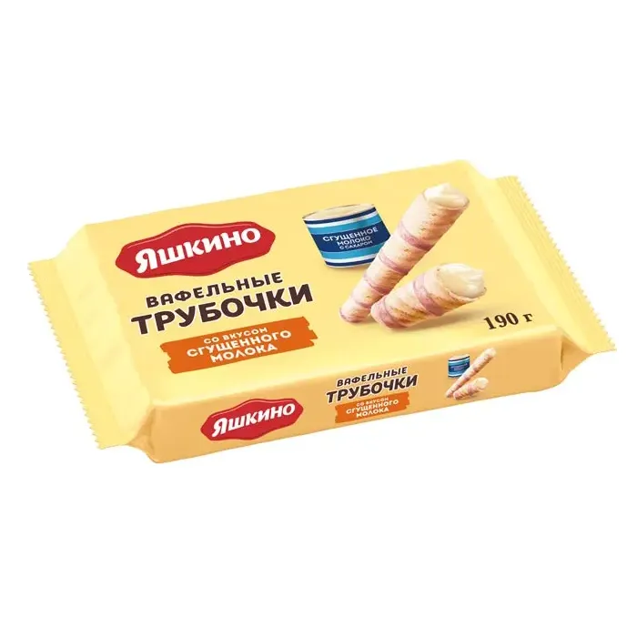 Трубочки вафел Яшкино со сгущеным молоком 190г