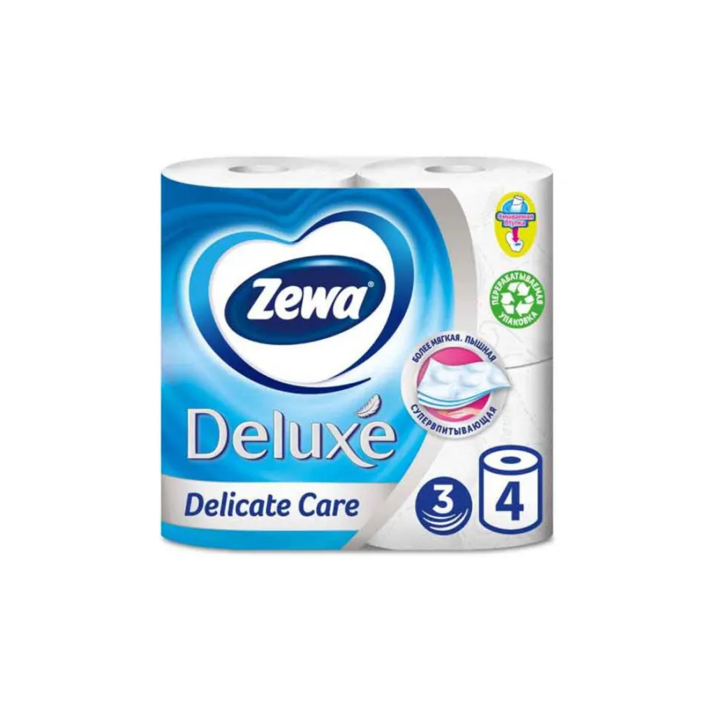 Туалетная бумага Zewa Deluxe  3сл.-4шт.,  белая
