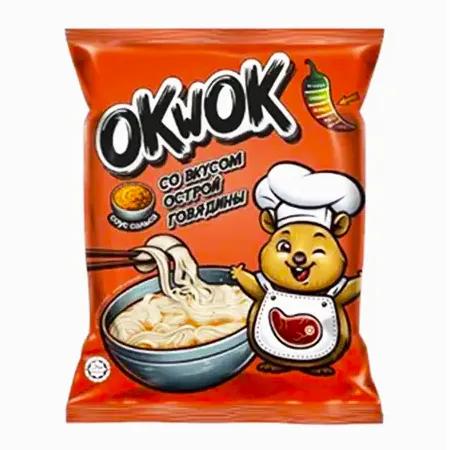 Лапша OkWok б/п со вкусом острой говядины с соусом сальса 90г