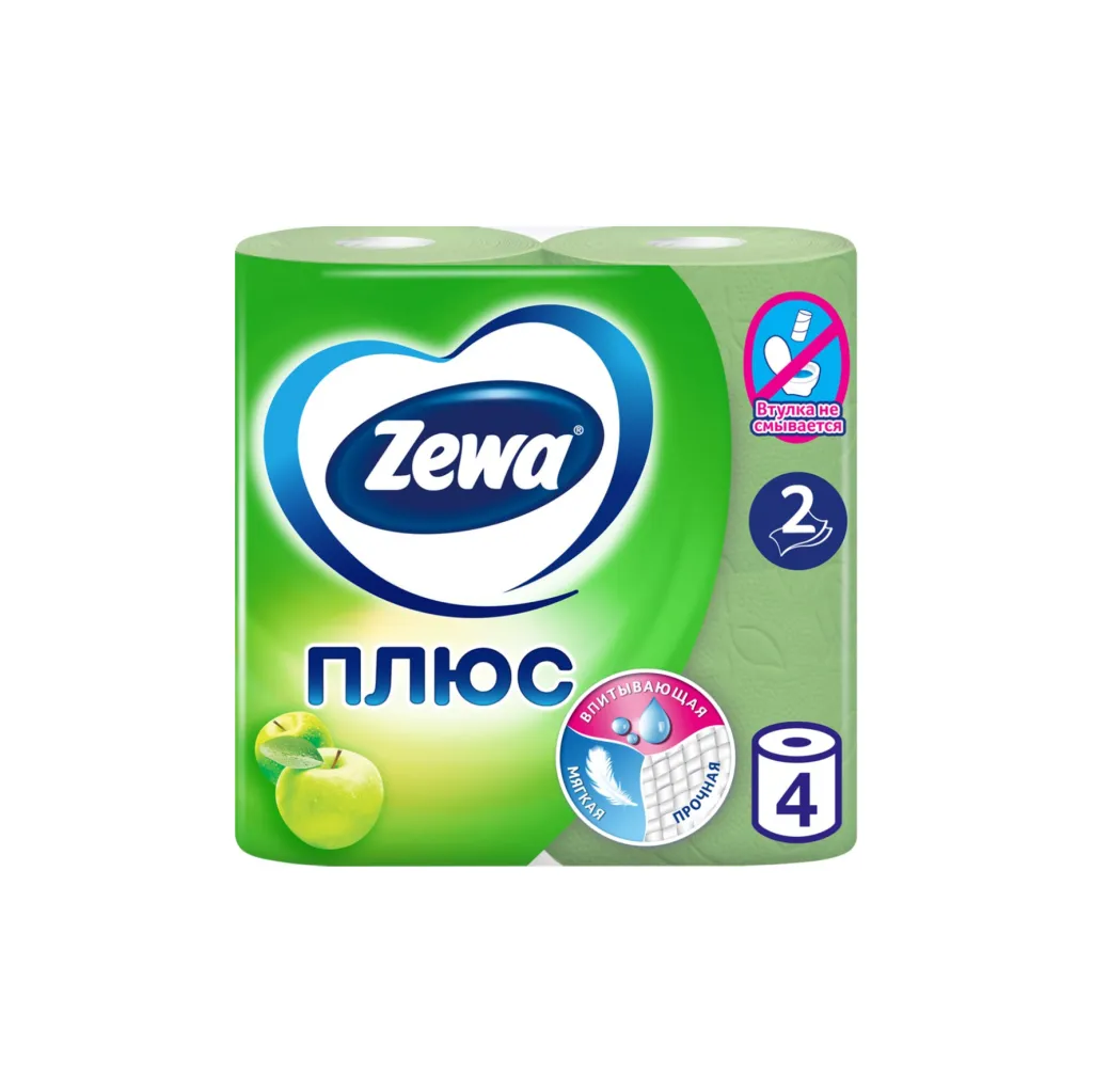 Туалетная бумага ZEWA Plus  с ароматом яблока 2сл.-4шт.