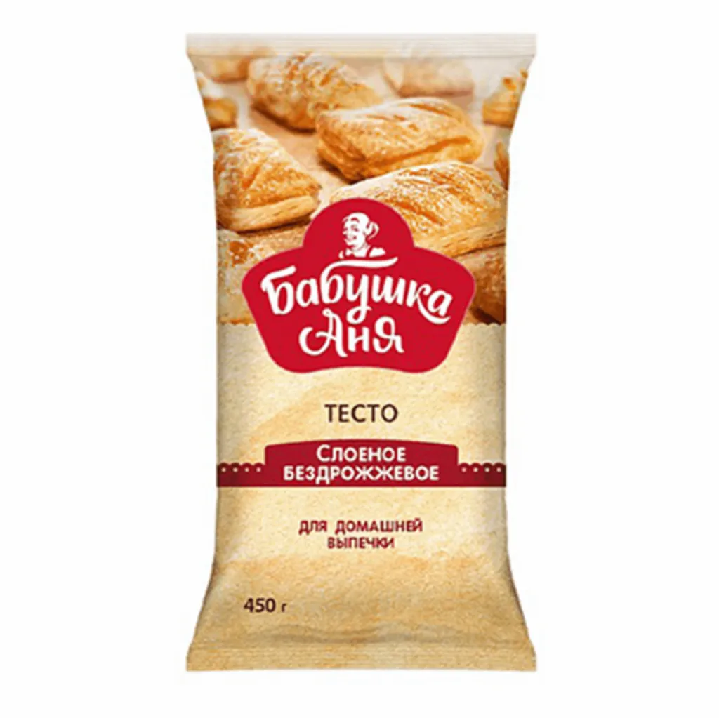 Тесто слоеное Бабушка Аня бездрожжевое рулон 450г