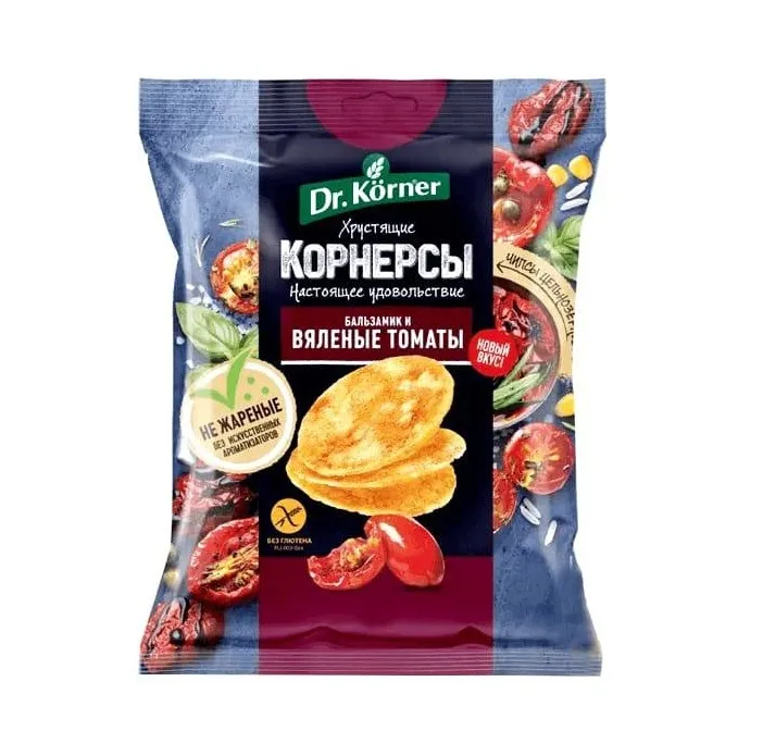 Чипсы Dr. Korner Корнерсы цельноз кукур-рис с вялен томатами и бальзамиком 50 г