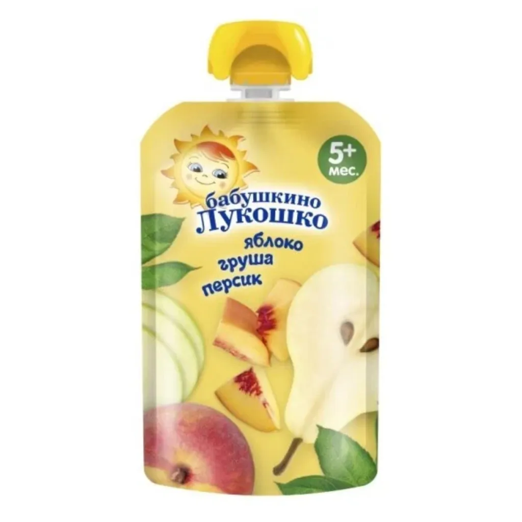 Пюре Бабушкино Лукошко  Яблоко-груша-персик 90г