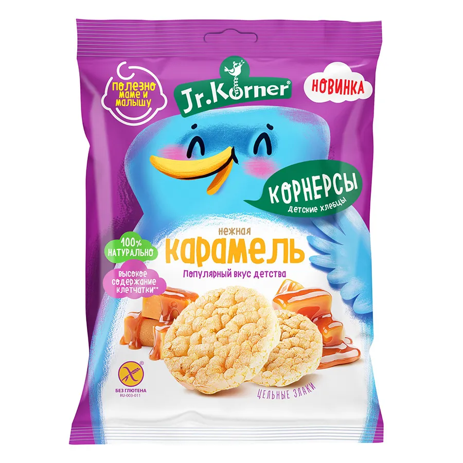 Хлебцы мини Jr.Korner хрустящие Рисовые Карамельные 30г