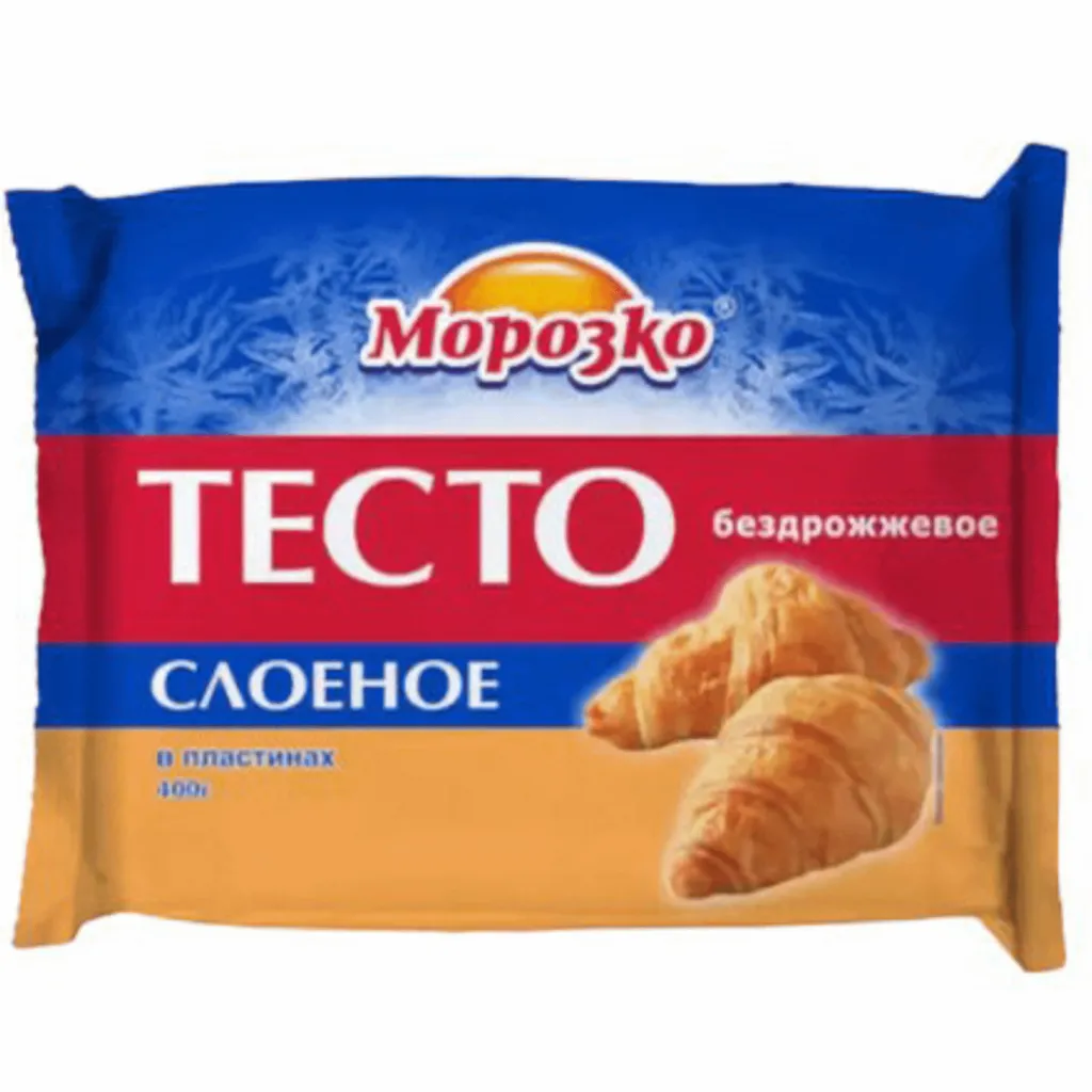 Тесто слоеное Морозко бездрожжевое в пластах 400г