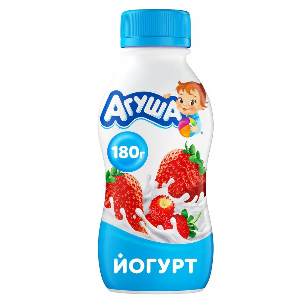 Йогурт Агуша питьев 2.7% клубн земл 180г