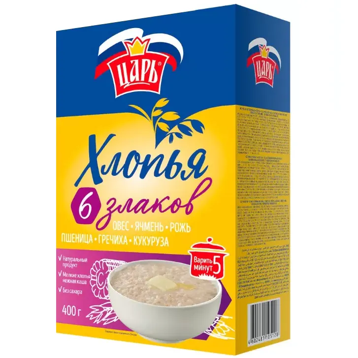 Хлопья Царь 6 злаков 400г