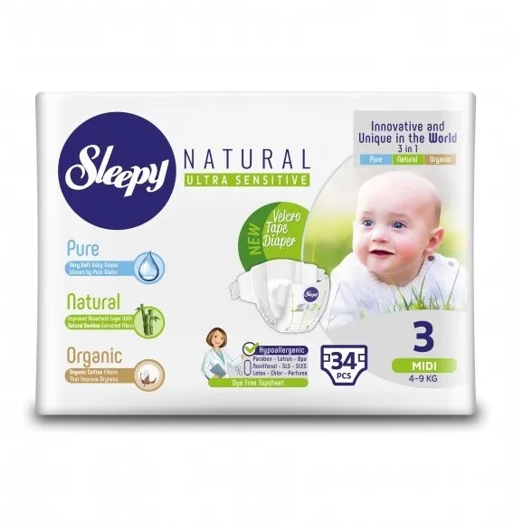 Подгузники Sleepy Natural Midi 4-9кг 34шт