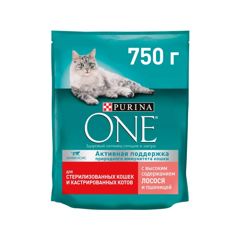 Корм сухой Purina ONE для стерилиз кошек с Лососем и пшеницей 750 г