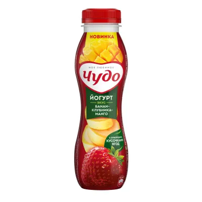 Йогурт Чудо питьевой 1.9%  Банан клубника манго 260г