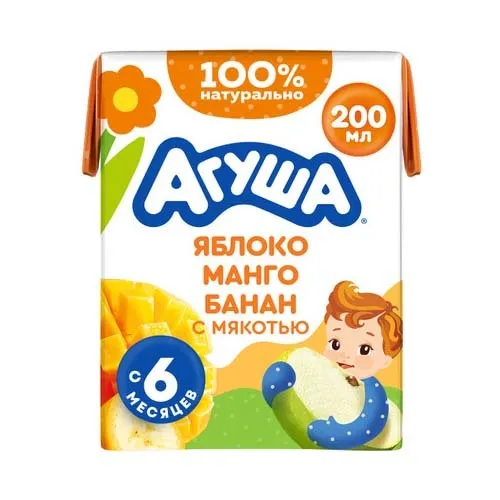 Нектар Агуша 200мл Яблоко манго банан с мякотью