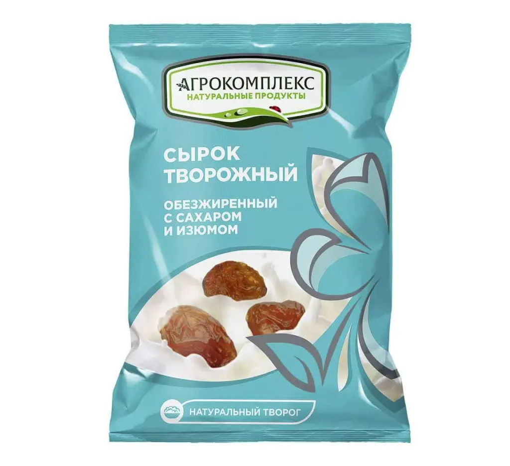 Сырок Агрокомплекс творожный с сах.и изюмом 100г