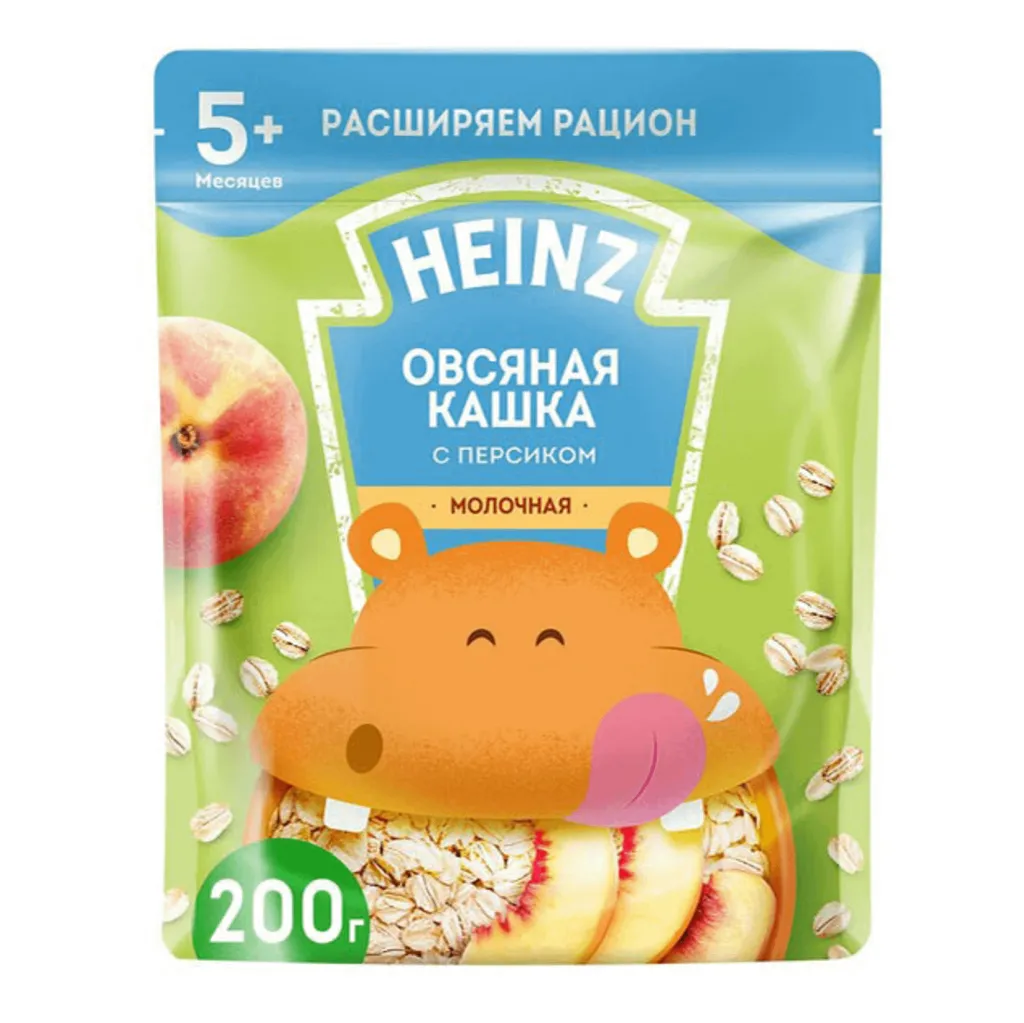 Каша Heinz молочная Овсяная с персиком Омега 3 200г