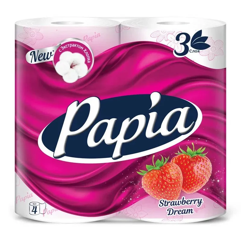 Туалетная бумага Papia 3сл 4рул Клубника